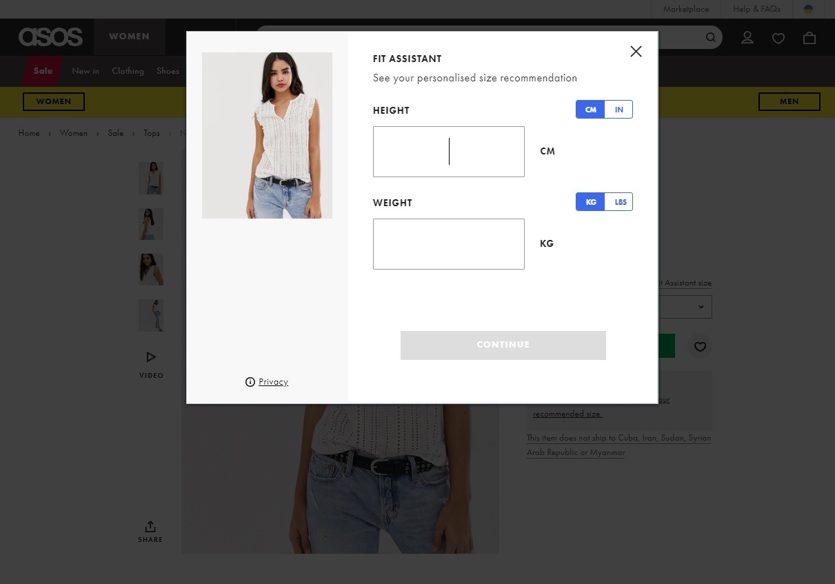 platform clothing store  The product page has many features to help the shopper to make the purchase useful.  